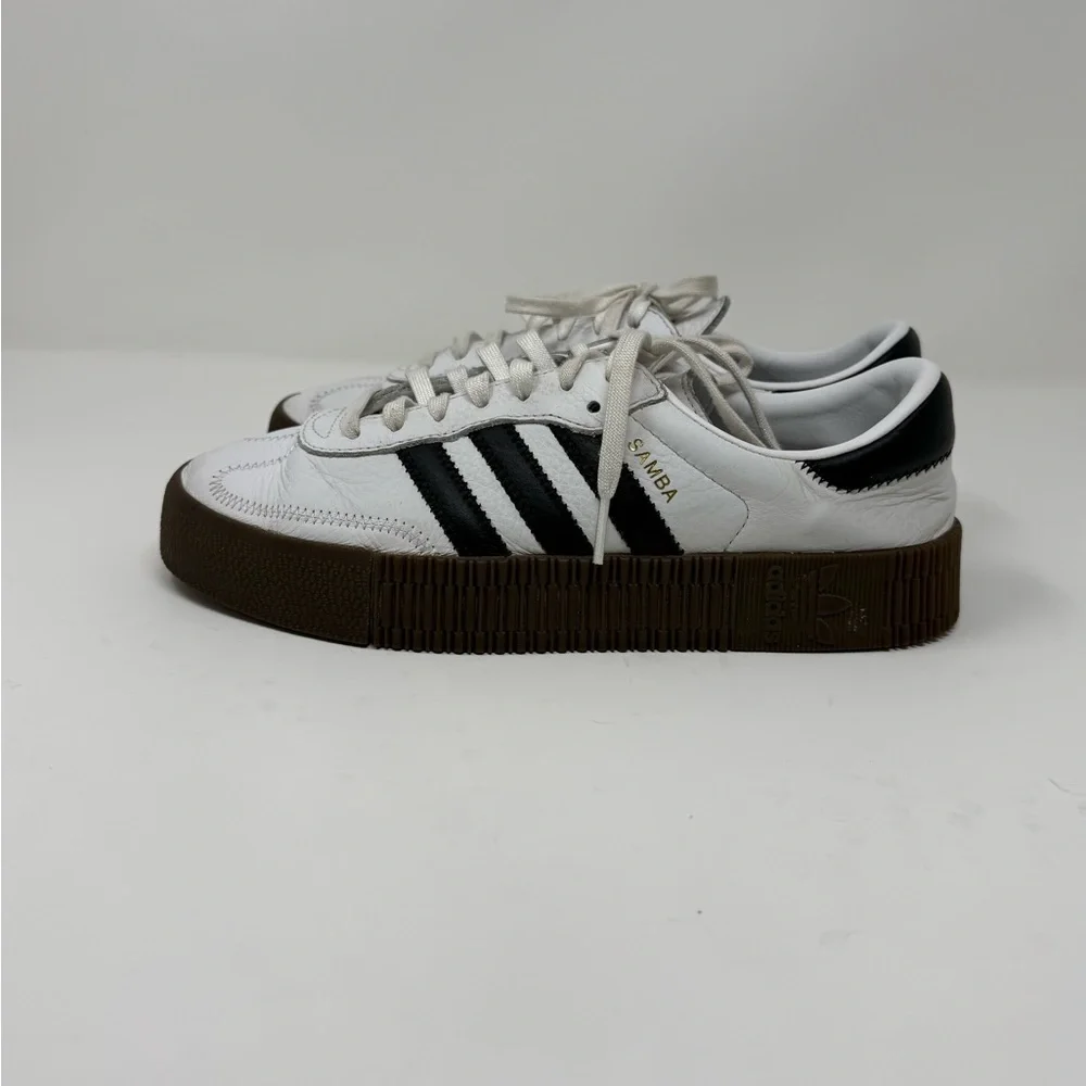 adidas Samba Platform – All Leather – White/ Black with Brown Gum Sole - Picture 3 of 8
